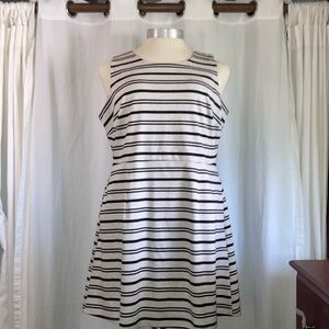 Maurices cream and black striped aline dress